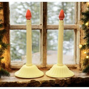 2 VTG NOMA Electric Candle Stick Wax Drips Window Decor Christmas Holiday Lights